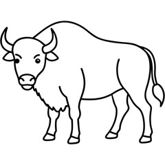 Minimalist Bison Line Art Vector Design