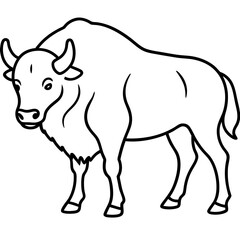 Minimalist Bison Line Art Vector Design