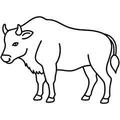 Minimalist Bison Line Art Vector Design