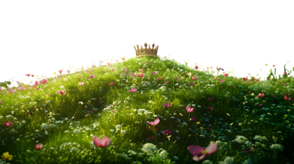 Majestic Crown on Vibrant Green Meadow - Regal Nature Landscape Photography