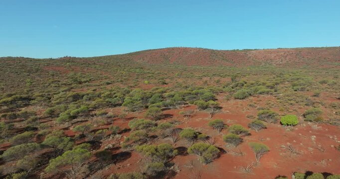 Red rocks and desert in outback Australian Goldfields 

