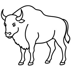 Minimalist Bison Line Art Vector Design