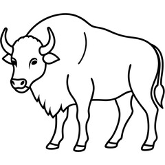 Minimalist Bison Line Art Vector Design