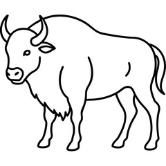Minimalist Bison Line Art Vector Design