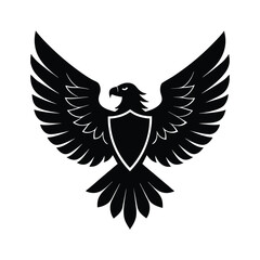 Military Eagle Crest Vector – Patriotic Shield Emblem with Wings Spread Silhouette
