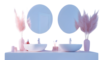 Contemporary Minimalist Bathroom Design with Double Sinks and Stylish Faucets