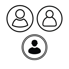  Minimalist User and Profile Icons in Circles - Person Silhouette Line Art Collection