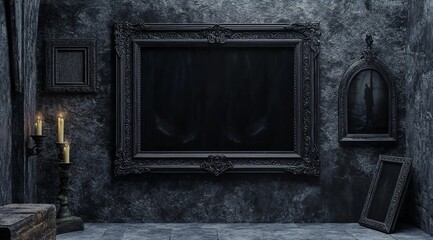 gothic photo frame mockup for a picture, highly detailed
