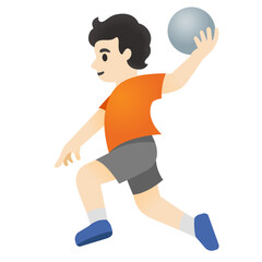 Person Playing Handball (Light Skin Tone, Black Hair, Orange Shirt)
