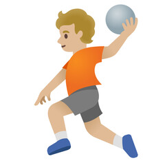 Person Playing Handball (Light Skin Tone, Orange Shirt, Wavy Hair)
