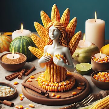 goddess of corn, deity of corn, conceptual art