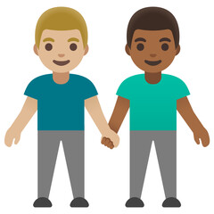 Male Couple Holding Hands Emoji (Light & Medium-Dark Skin Tones)
