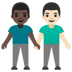 Male Couple Holding Hands Emoji (Dark & Pale Skin Tones)
