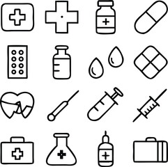 Meds and Treatment Icon Pack Vector | Medicine, Healthcare & Healing Line Icons