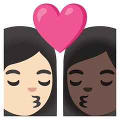 Kiss: Woman and Woman (Light & Dark Skin)
