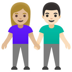 Couple Holding Hands Emoji (Blonde Female & Pale Male)
