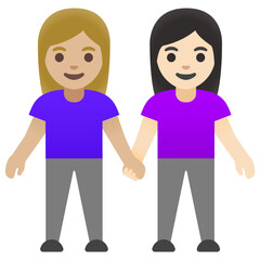 Women Holding Hands Emoji (Blonde & Black Hair)
