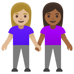 Women Holding Hands Emoji (Blonde & Brown Skin)
