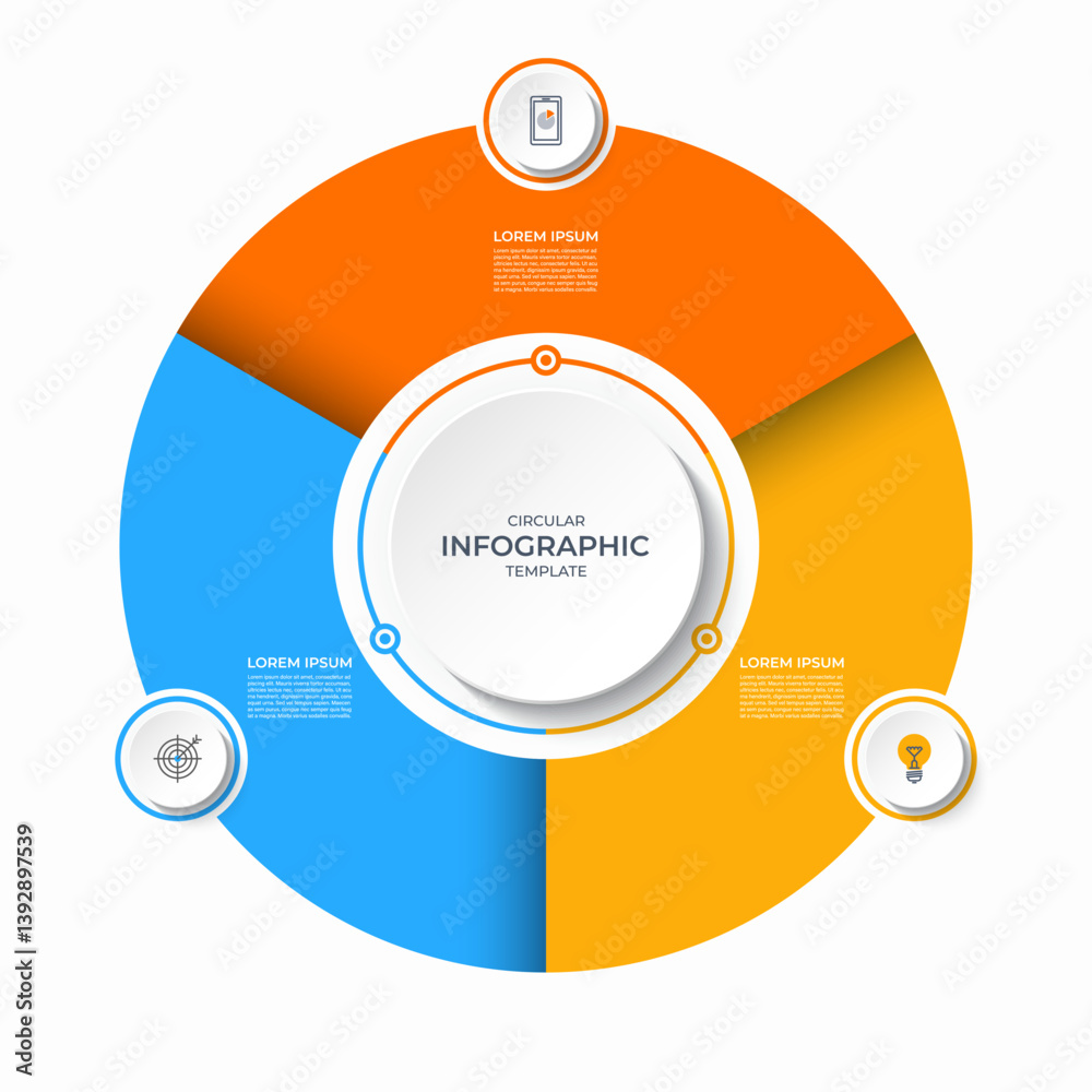Wall mural infographic circular diagram with 3 options. vector process chart that can be used for business pres