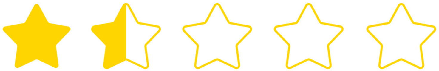 1,5 yellow star rating icon