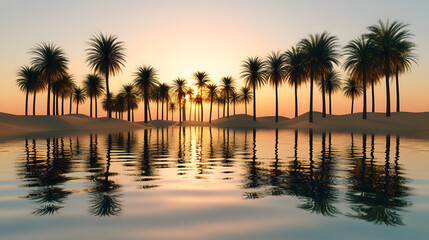 Obraz premium sunset, palm, beach, tree, tropical, sunrise, sky, sea, ocean, sun, travel, summer, silhouette, island, nature, water, evening, landscape, hawaii, palms, paradise, pool, palm trees, orange, holiday