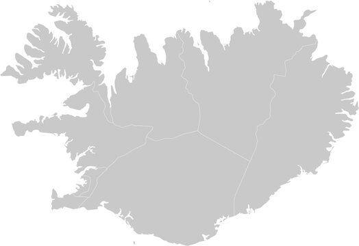 Iceland administrative vector map with level 1 region boundaries &ndash; PPT-compatible & fully editable by region