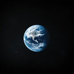 Fototapeta premium A stunning view of Earth from space, showcasing its blue oceans and white clouds against a backdrop of black, star-filled sky.
