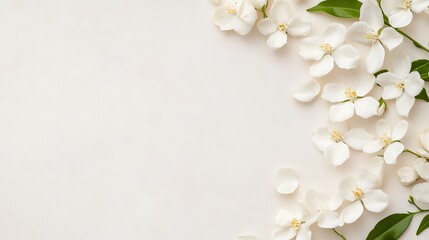 Fototapeta premium Scattered White Jasmine Petals - Delicate Floral Composition