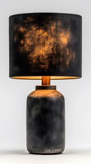 Dark Gray Concrete Table Lamp with Textured Black Shade
