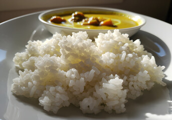 Steamed White Rice with Curry on the Side