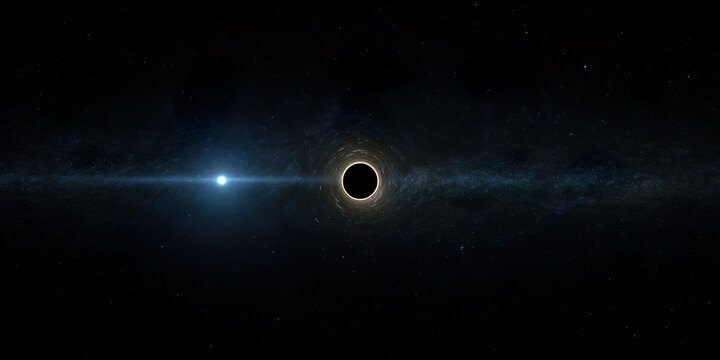 Neutron Star and Black Hole: Cosmic Collision, Gravitational Dance, Space Phenomena Art, Extreme Physics Visualization, Astrological Wonder Illustration.
 - Powered by Adobe