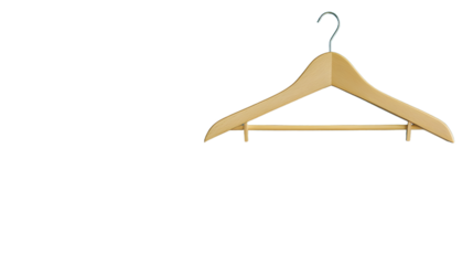 Minimalist wooden hanger on serene blue wall for organized closet decor