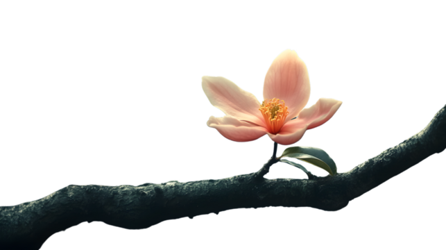 Captivating Image of a Single Flower Blooming on Isolated Tree Branch