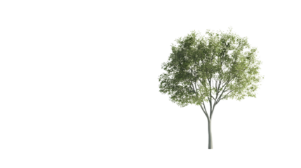 Singular Green Tree Depicted on Pristine White Surface for Nature Concepts