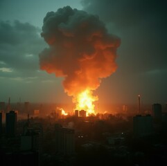 Obraz premium Explosion in Cityscape