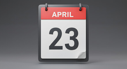 Calendar Showing April 23rd, Specific Date, Reminder or Appointment