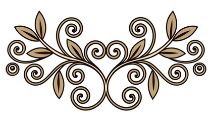 Vector floral design element features an abstract flower pattern with ornate swirls and leaf silhouettes for vintage decoration.