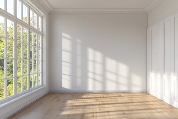Obraz premium Empty sunlit room with large window