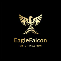 Fototapeta premium Falcon Horizon Elegant Golden Bird Logo