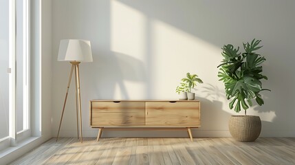 Beautiful Apartment, Sofa, Chair, Dining Table wall Mockup Interior design of modern living room