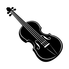 Obraz premium Downloadable black and white violin vector graphic for music education and performance art silhouette