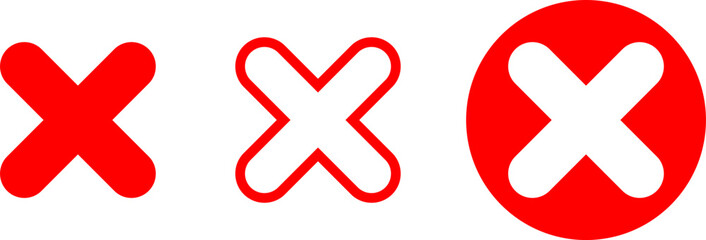 Obraz premium Red X mark icon. Cross symbol isolated on white background. Vector illustration.