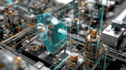 Obraz premium Critical infrastructure communication protection security cyber. Infrastructure depicting secure communication technology.