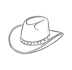 Cowboy hat illustration featuring decorative elements and a classic silhouette line art