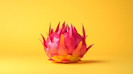 Vibrant Dragon Fruit on Bright Yellow Background with Natural Light