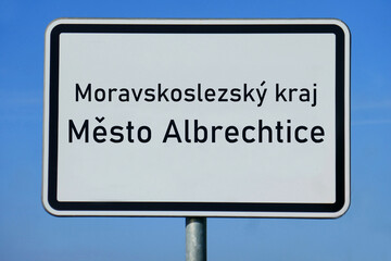 Ortsschild Moravskoslezský kraj Město Albrechtice