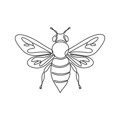 Honey bee continuous one line drawing. Bee sign in line style. Vector illustration.