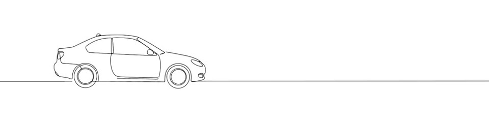 Car continuous one line drawing. Vehicle in line style. Vector illustration.
