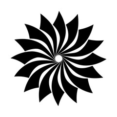 Abstract floral design black and white flower vector illustration graphic element art swirl silhouette