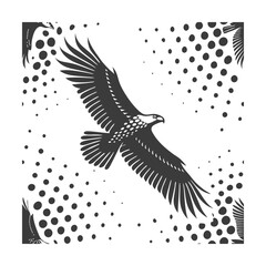 Eagle Soaring with Halftone Dot Background Illustration